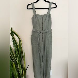 Hollister Utility Jumpsuit with Zipper and Belt, Olive Green